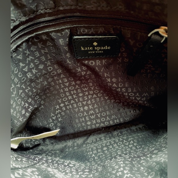Kate Spade crossbody black leather gold hardware striped strap EUC authentic - Picture 6 of 6